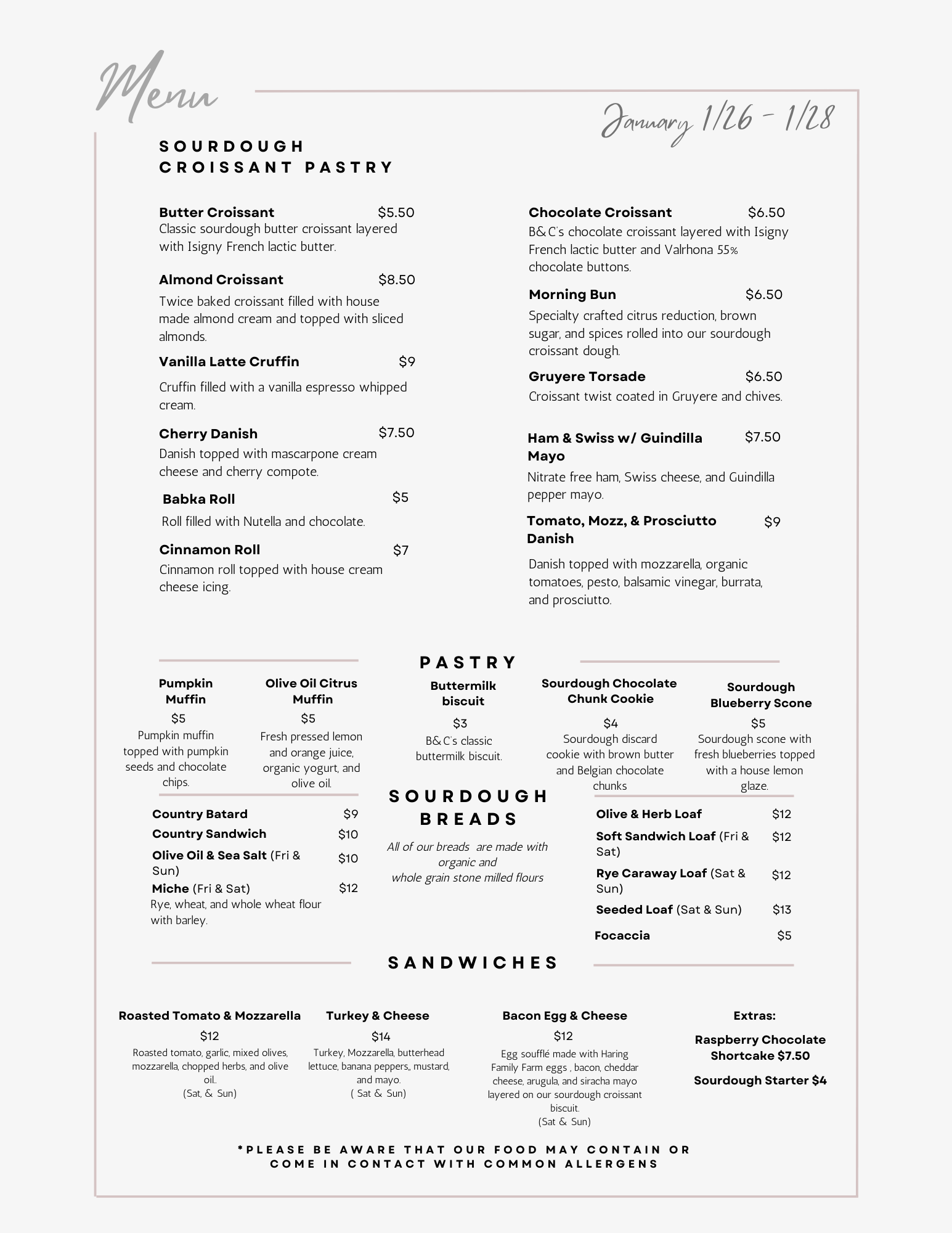 Menu - Bread & Culture